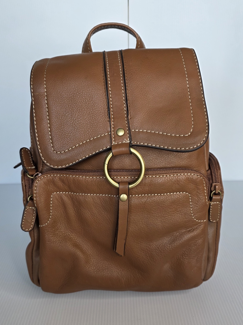 Wilsons Leather Brown Mini Backpack Purse Bag Zip Pocket  NWOT Genuine Leather